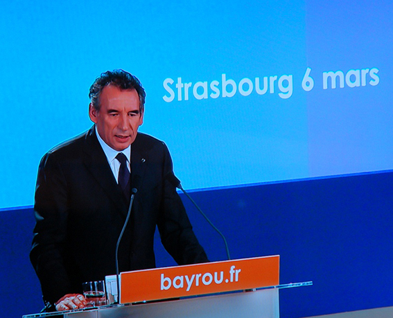 LE MEETING DE FRANCOIS BAYROU AU PALAIS DES CONGRES ET DE LA MUSIQUE DE STRASBOURG le 6 mars 2012.
